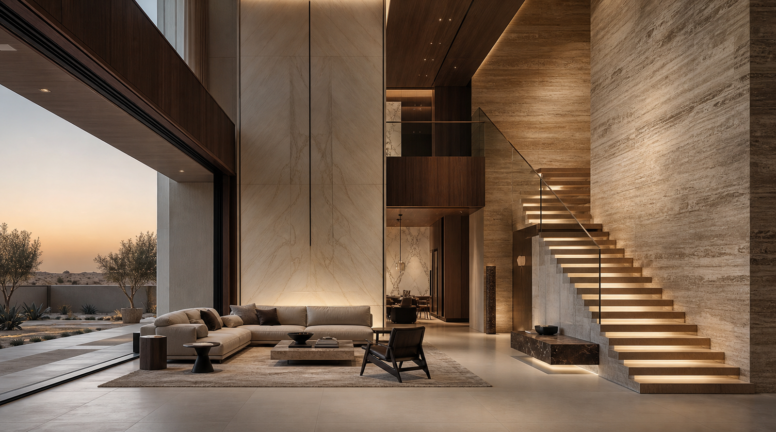Luxury interior with architectural surfaces